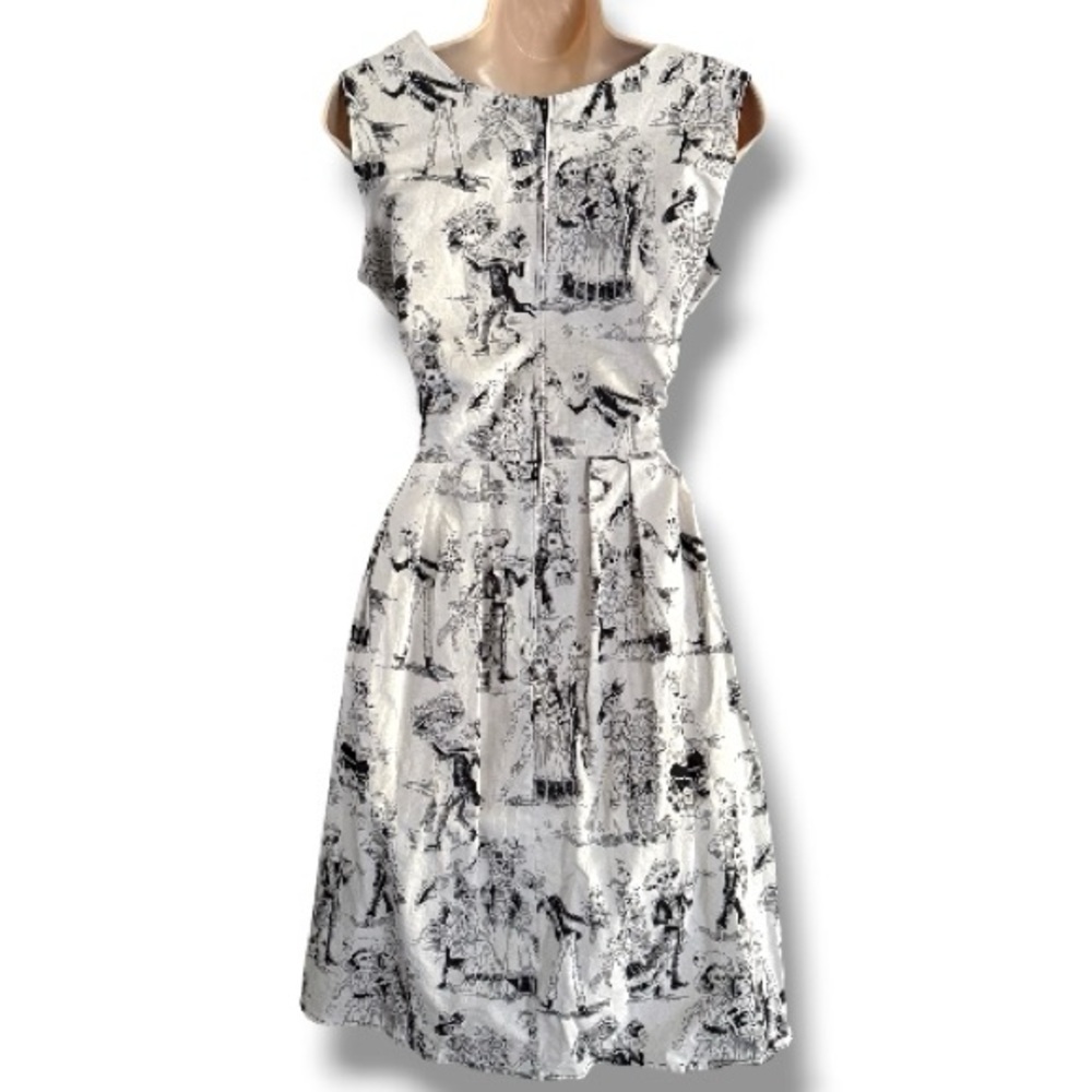 Hemet Day of the Dead Skeleton Skull Halloween Rockabilly Fit Flare Dress XL - Picture 4 of 7